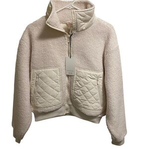 NWT Bailey 44 Cream Teddy Jacket with High Collar and Cropped Fit